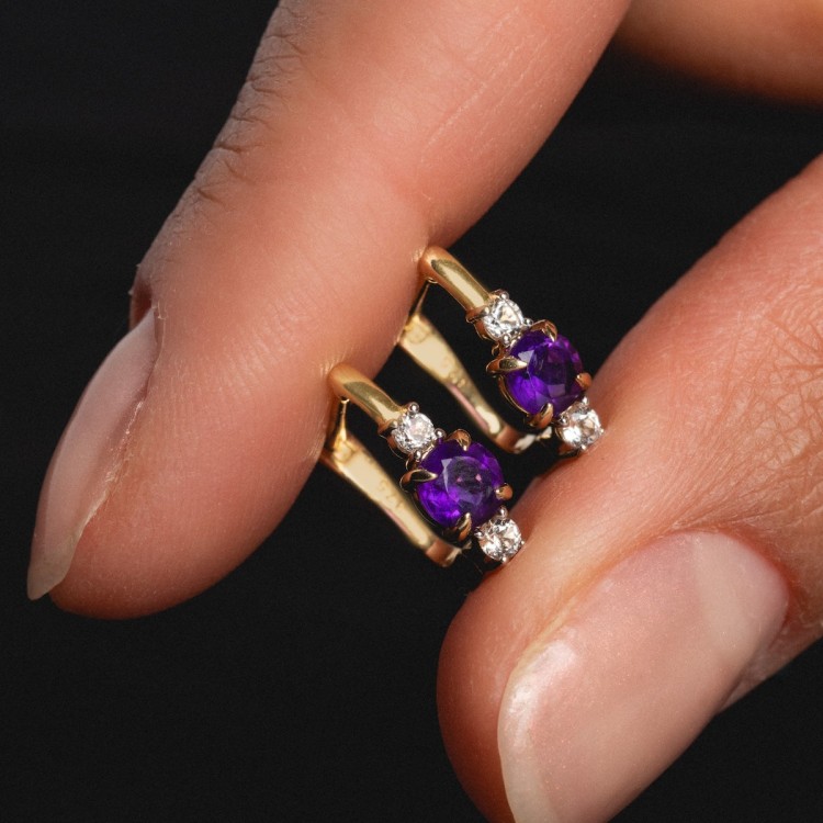 Solid Gold 2025 February Capsule Classic Amethyst Hugger Earrings