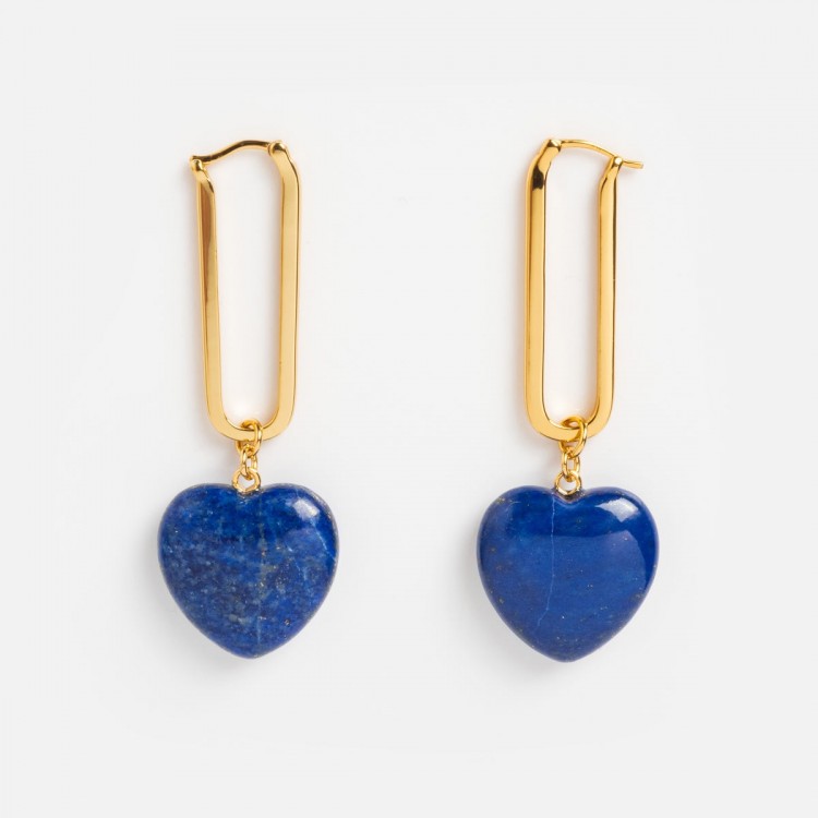 Gemma Lapis Heart Hoop Earrings