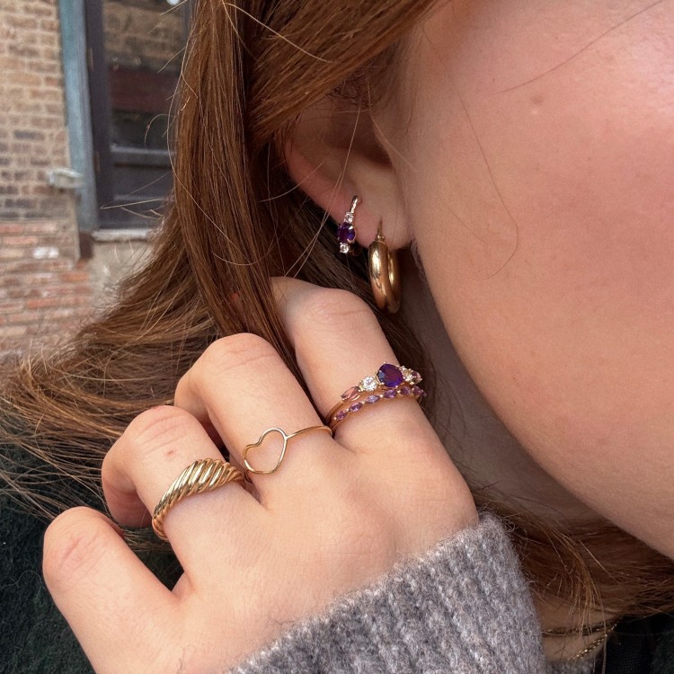 Solid Gold 2025 February Capsule Classic Amethyst Hugger Earrings