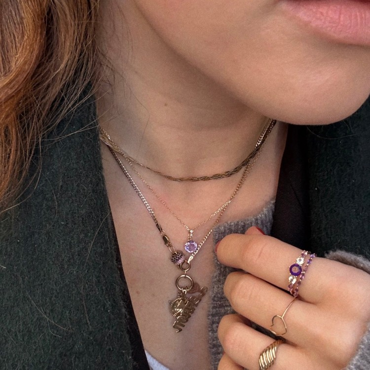 Solid Gold 2025 February Capsule Classic Amethyst Pendant Necklace
