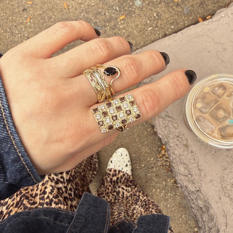 Solid Gold Floating Gem Ring