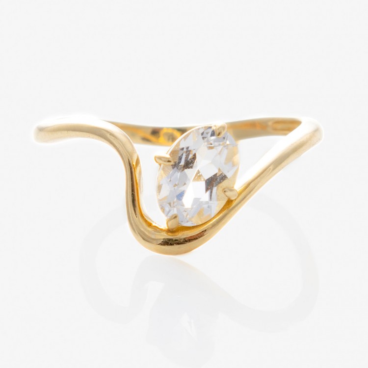 Solid Gold Floating Gem Ring