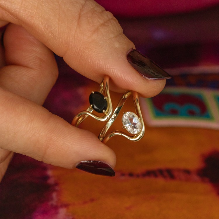 Solid Gold Floating Gem Ring