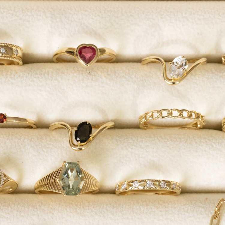 Solid Gold Floating Gem Ring