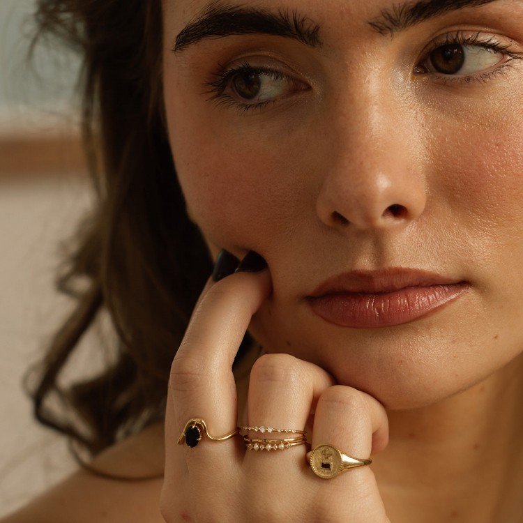 Solid Gold Floating Gem Ring