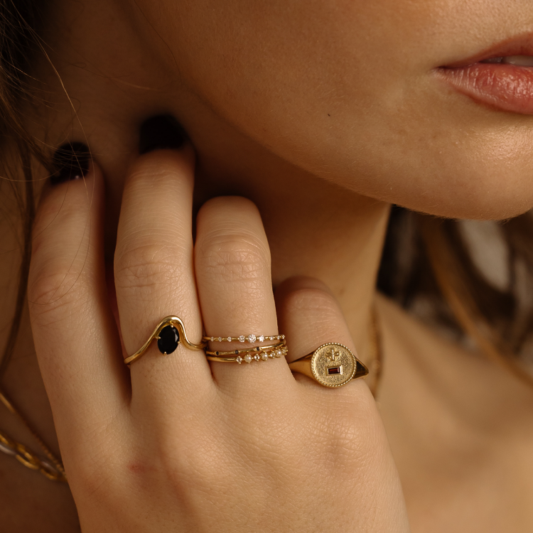 Solid Gold Floating Gem Ring