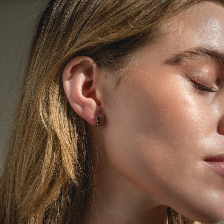Astrid Black Hoop Earrings