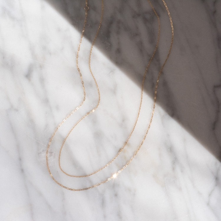 Solid Gold Delicate Paperclip Chain