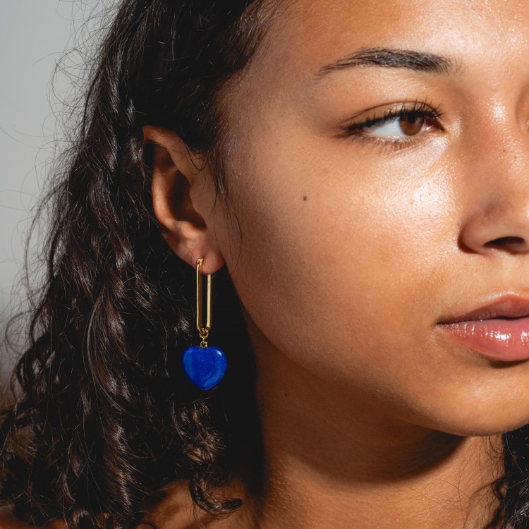 Gemma Lapis Heart Hoop Earrings