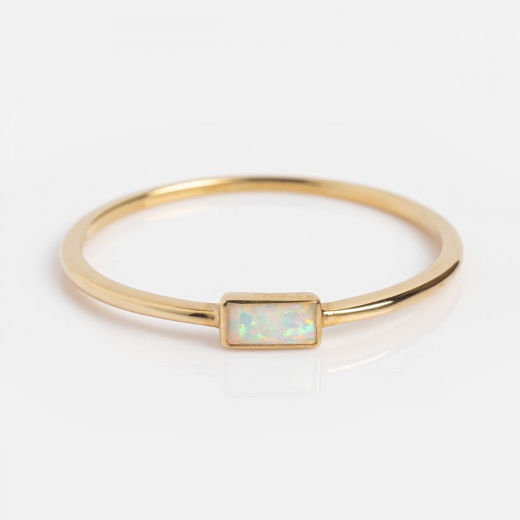 Solid Gold Delicate Opal Ring