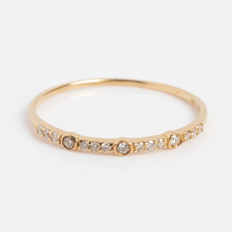 Solid Gold Delicate White Sapphire Stack...